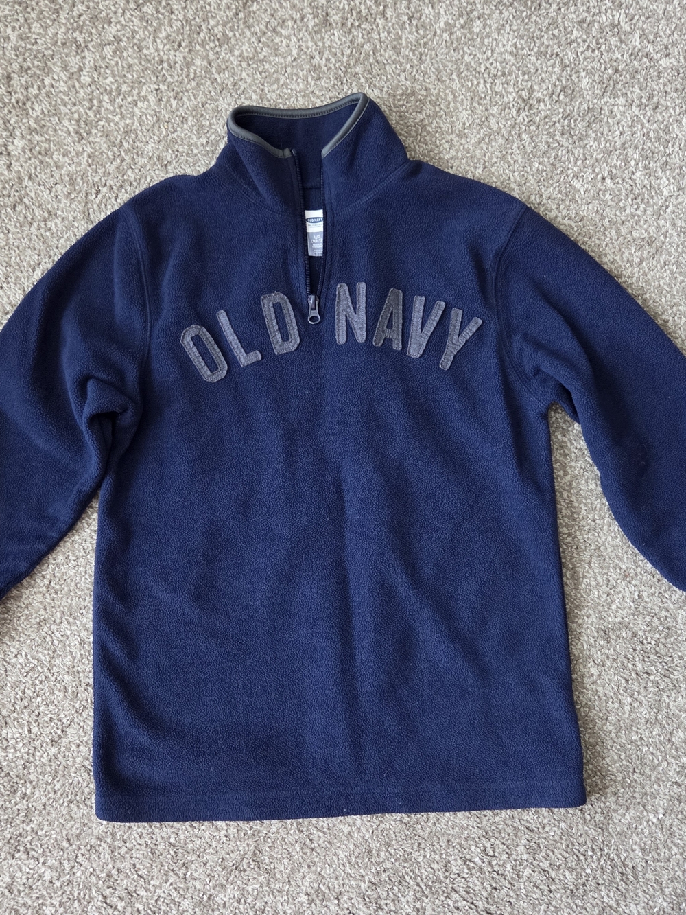 Old Navy Kids Navy Blue Grey Half-Zip Fleece Pullover Unisex Long Sleeve 10/12